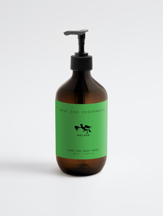 Nelepa Hand & Body Wash Peppermint & Dark Cedar 490ml