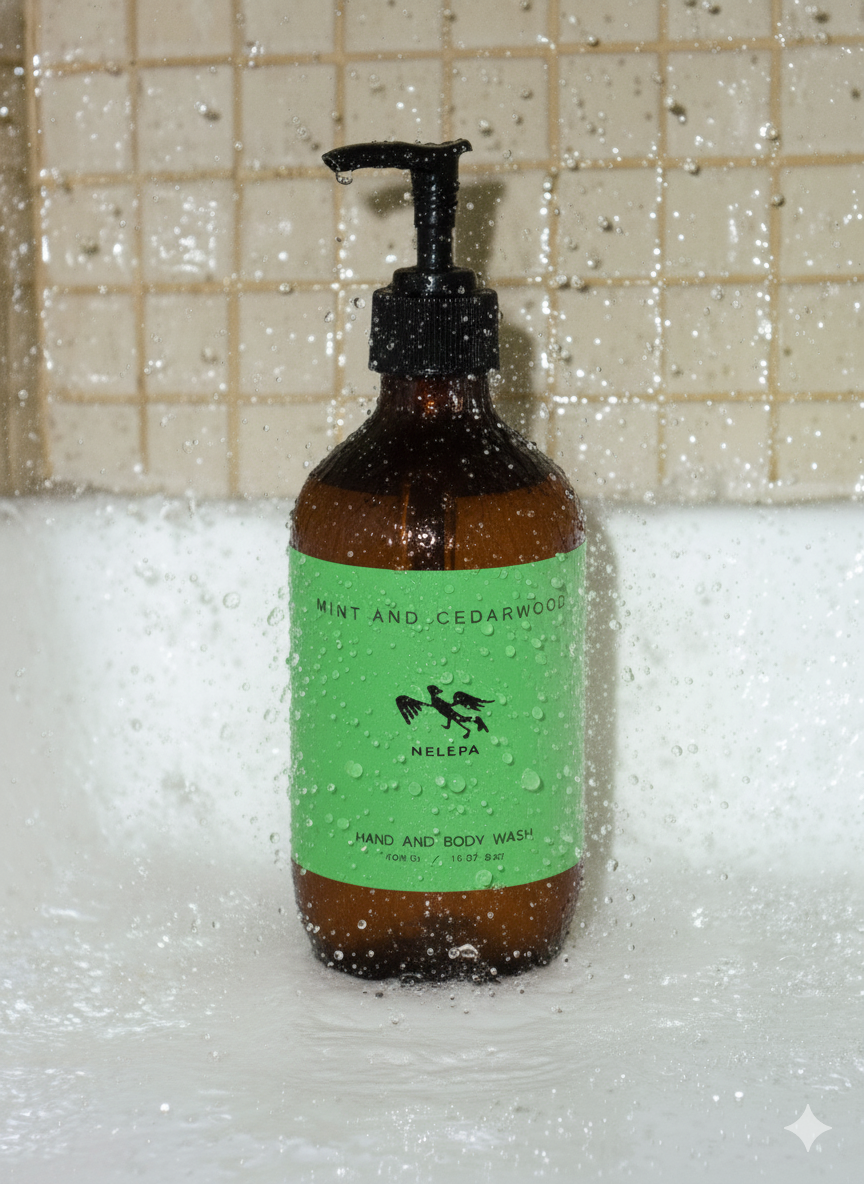 Nelepa Hand & Body Wash Peppermint & Dark Cedar 490ml